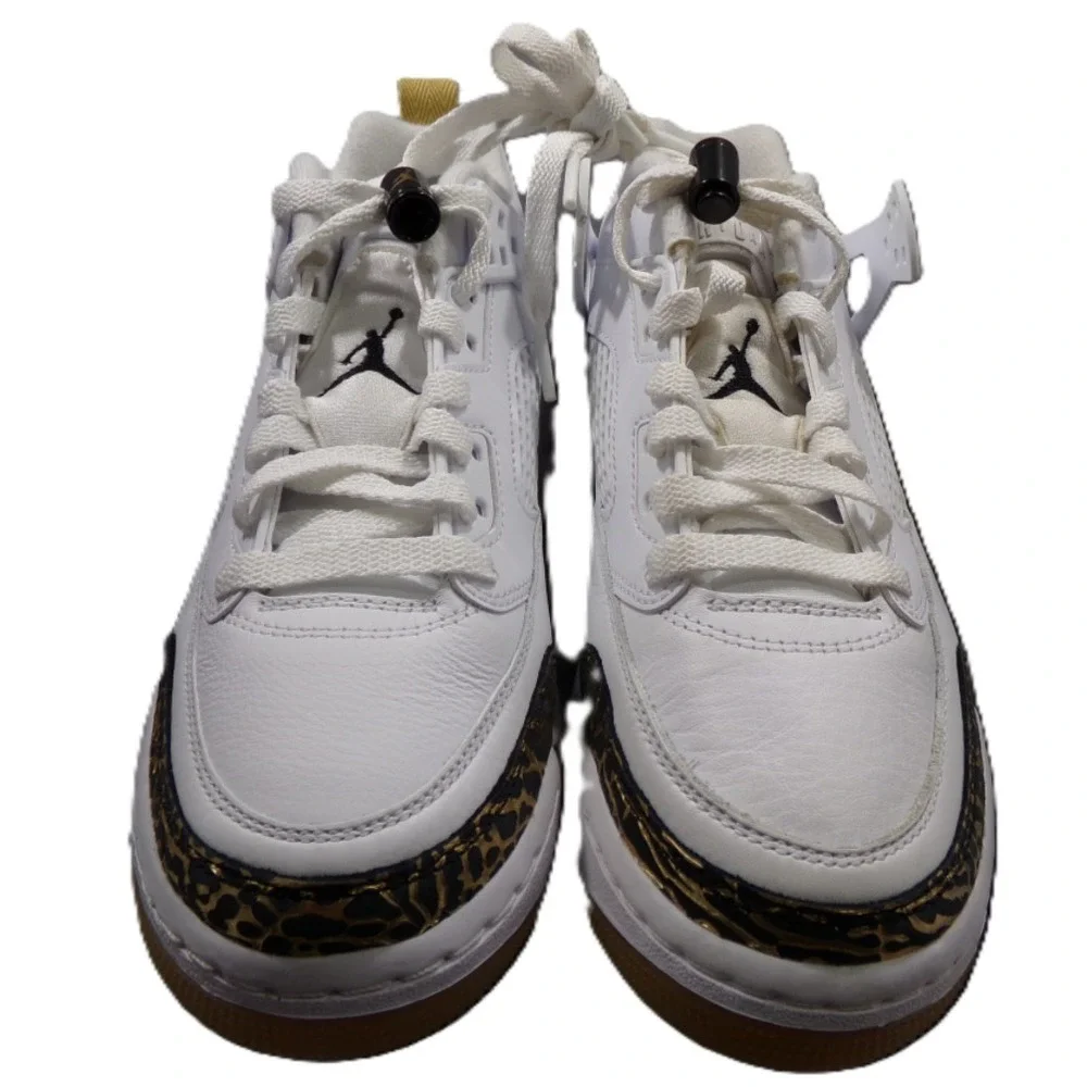 Nike‎ Boy's Jordan Spizike Low (white, black, metallic gold) Size 5.5